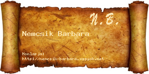 Nemcsik Barbara névjegykártya
